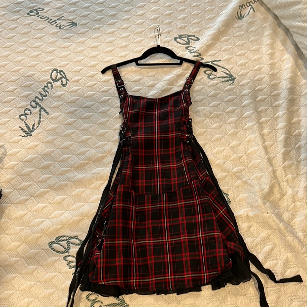 Lip service bondage dress tartan size small